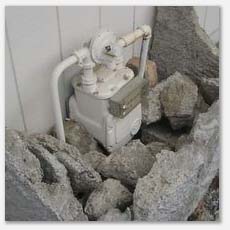 Gas shutoff is blocked in case of emergency. There is no way to shut off this gas supply.