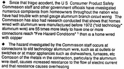 CPSC artlcle on Aluminum wiring