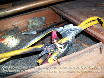 smoldering wires in attic - thermal imaging home inspection seattle