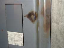 Zinsco panel hazard soot markes from failed breaker